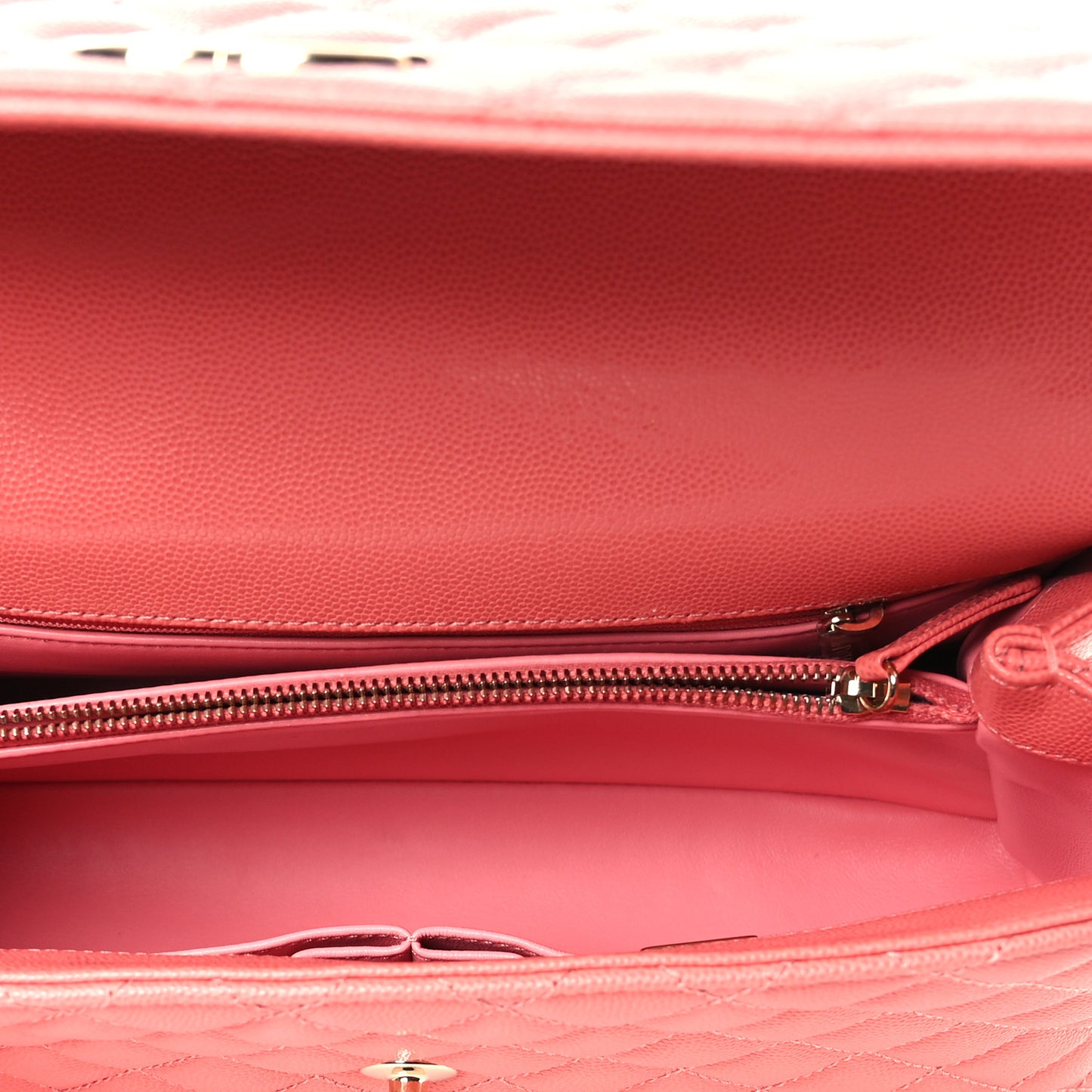 Caviar Quilted Small Coco Handle Flap Coral