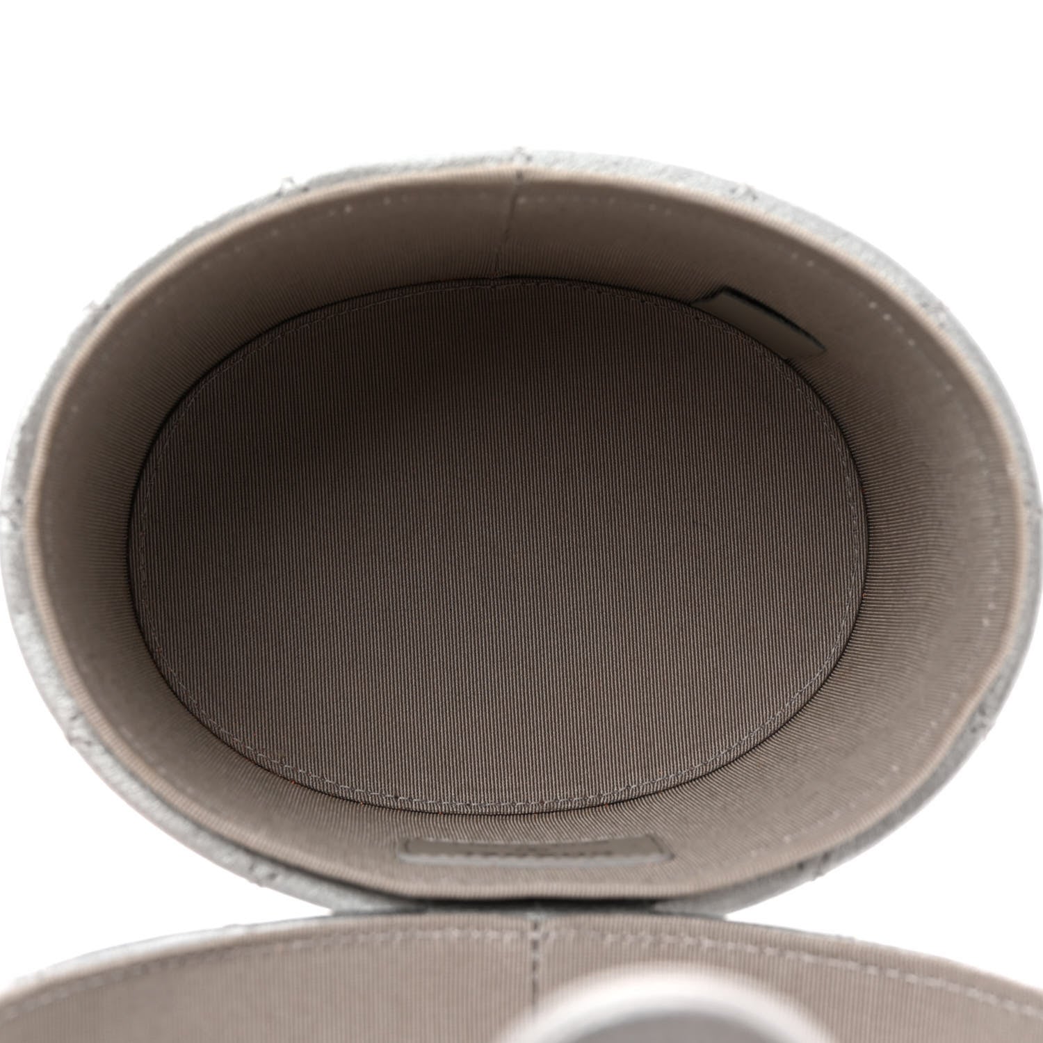 Chanel Metallic Lambskin Quilted Round Vanity Case With Chain Silver 5 of 10