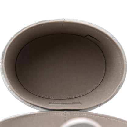 Chanel Metallic Lambskin Quilted Round Vanity Case With Chain Silver 5 of 10