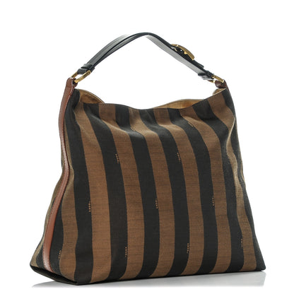 Fendi Pequin Cuoio Vegetale Large Hobo Tobacco Black Cuoio 3 of 7