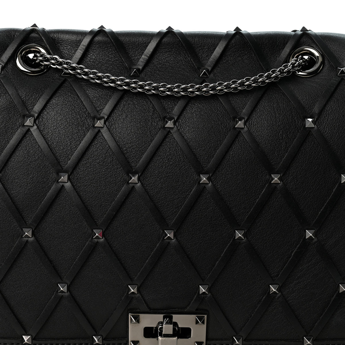 Smooth Calfskin Quilted Beehive Shoulder Bag Black