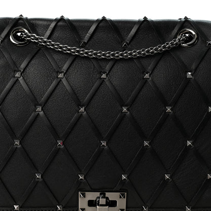 Valentino Garavani Smooth Calfskin Quilted Beehive Shoulder Bag Black 6 of 8