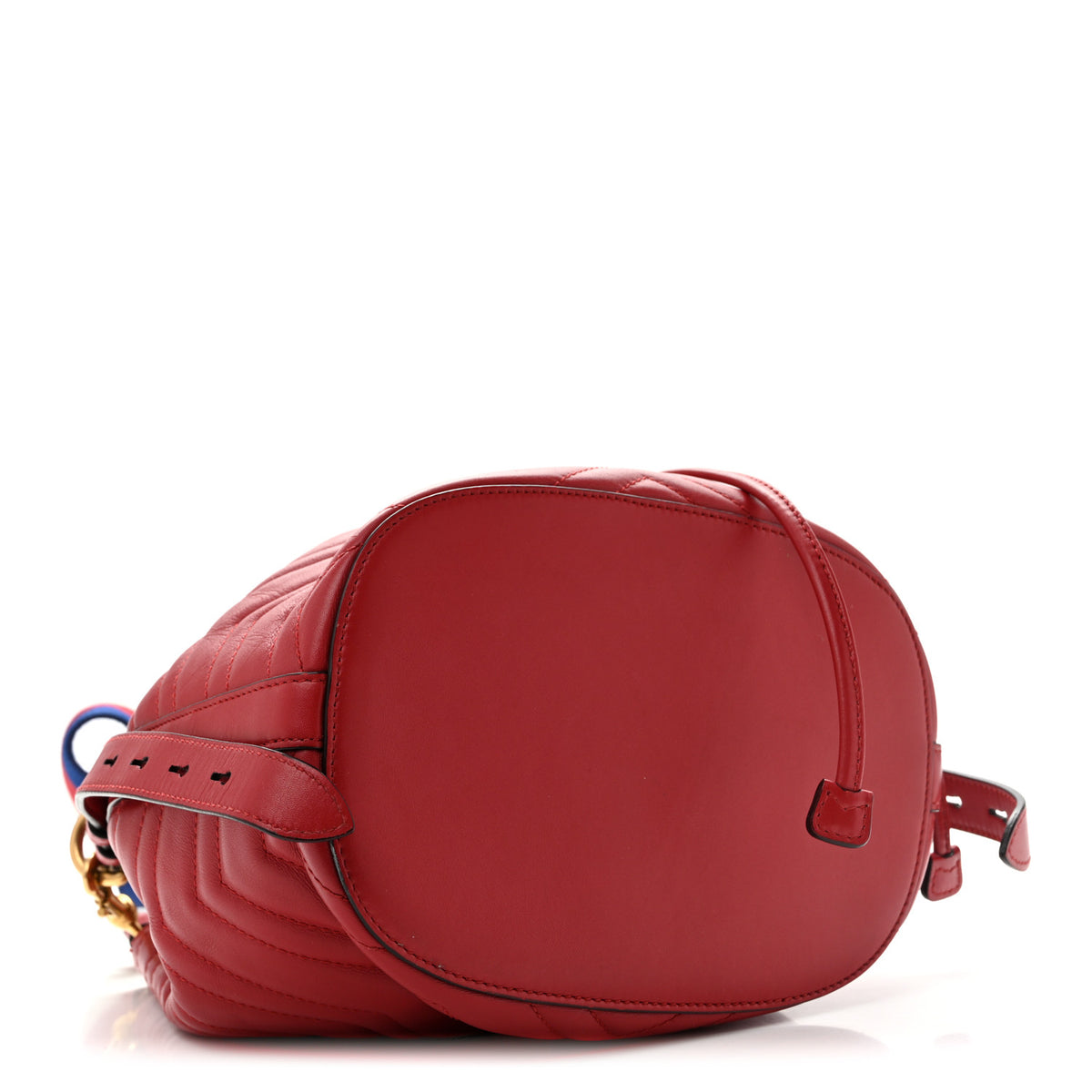 Gucci Calfskin Matelasse Sylvie Web GG Marmont Bucket Bag Hibiscus Red 4 of 14