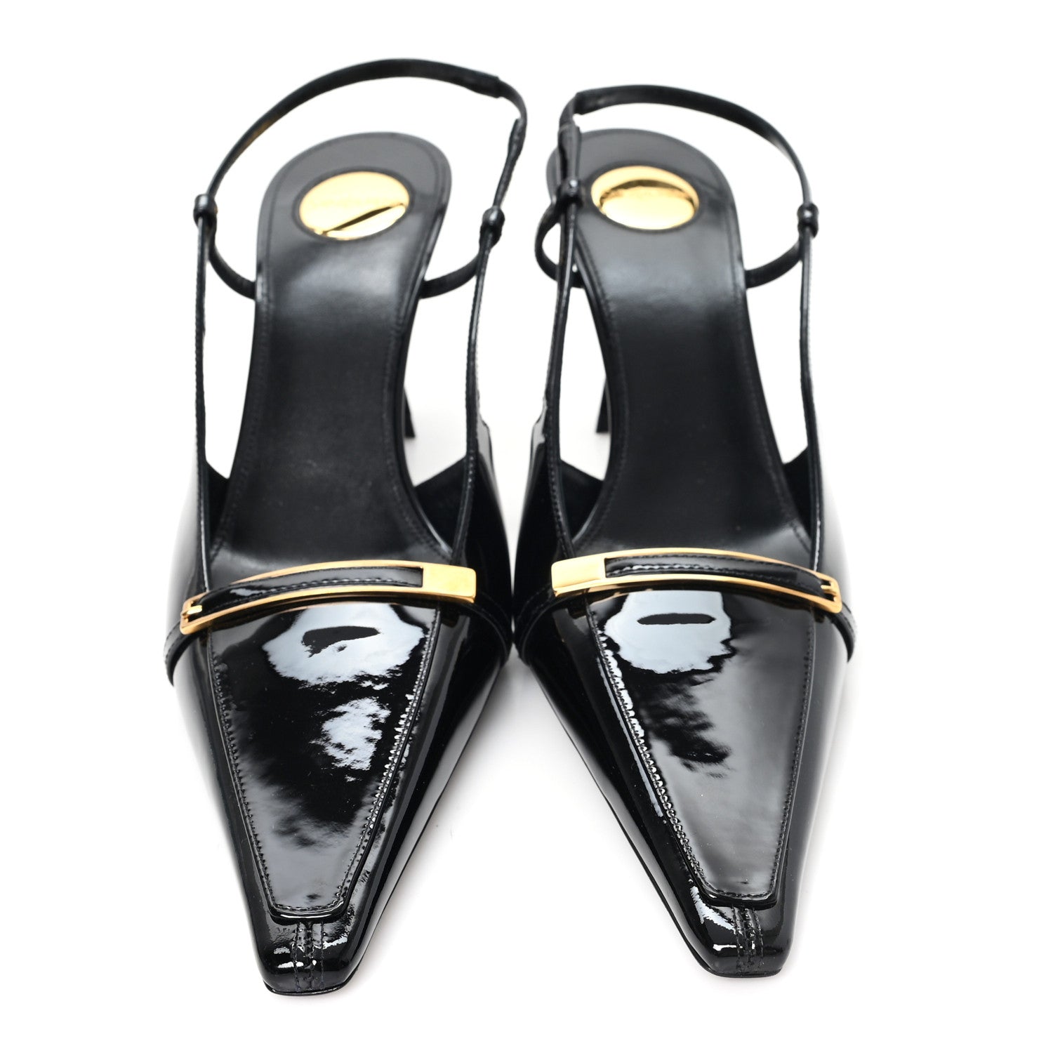 Saint Laurent Patent Calfskin Jacqueline 75 Slingback Pumps 38 Black 3 of 11