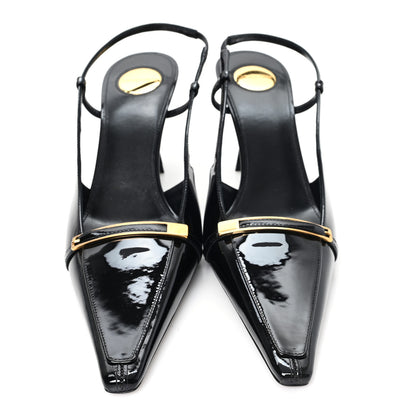 Saint Laurent Patent Calfskin Jacqueline 75 Slingback Pumps 38 Black 3 of 11