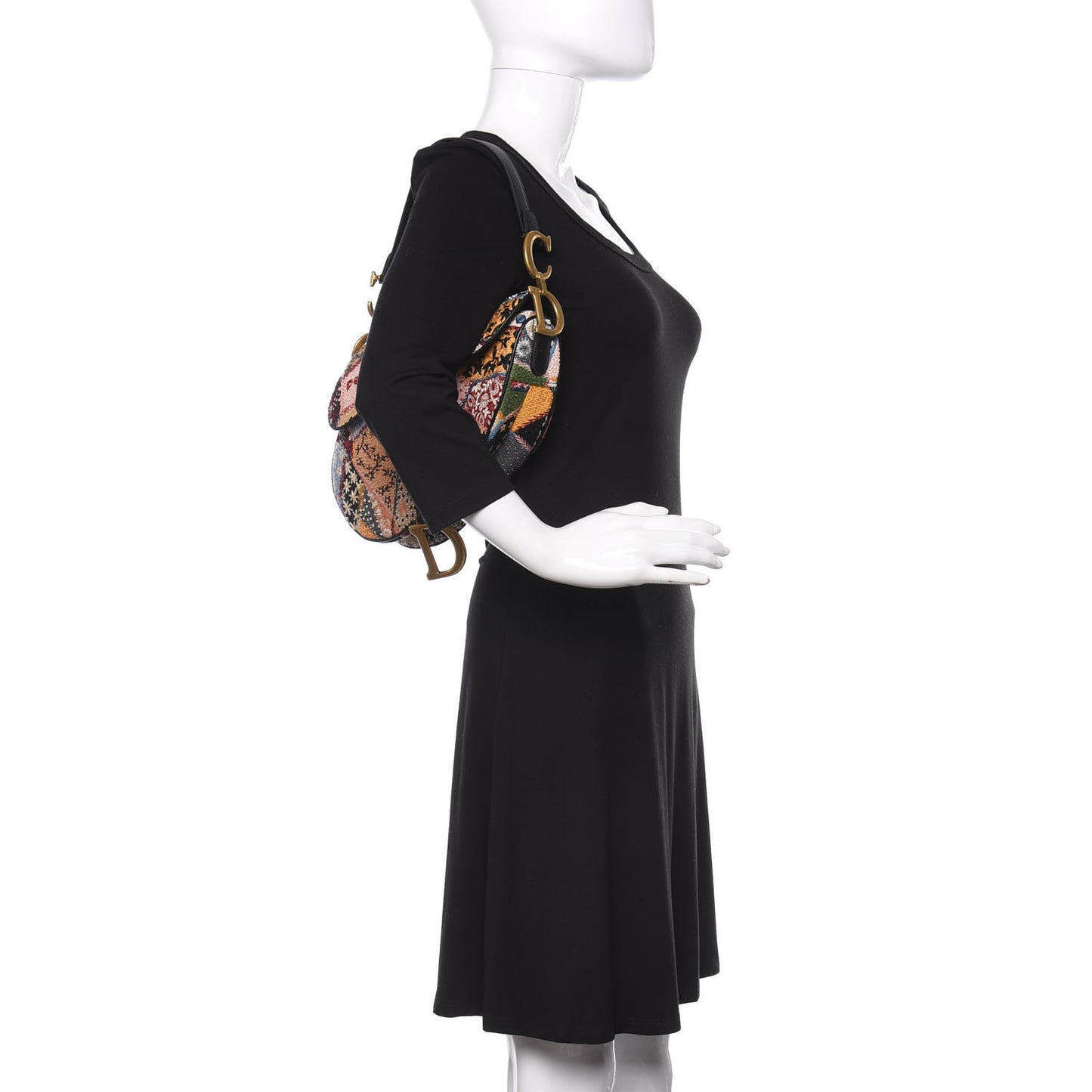 Canvas Embroidered Peace and Love Medium Saddle Bag Multicolor