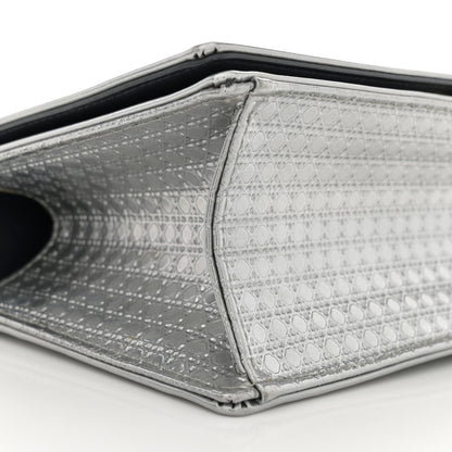 Christian Dior Metallic Patent Micro-Cannage Small Diorama Flap Bag Silver 9 of 10