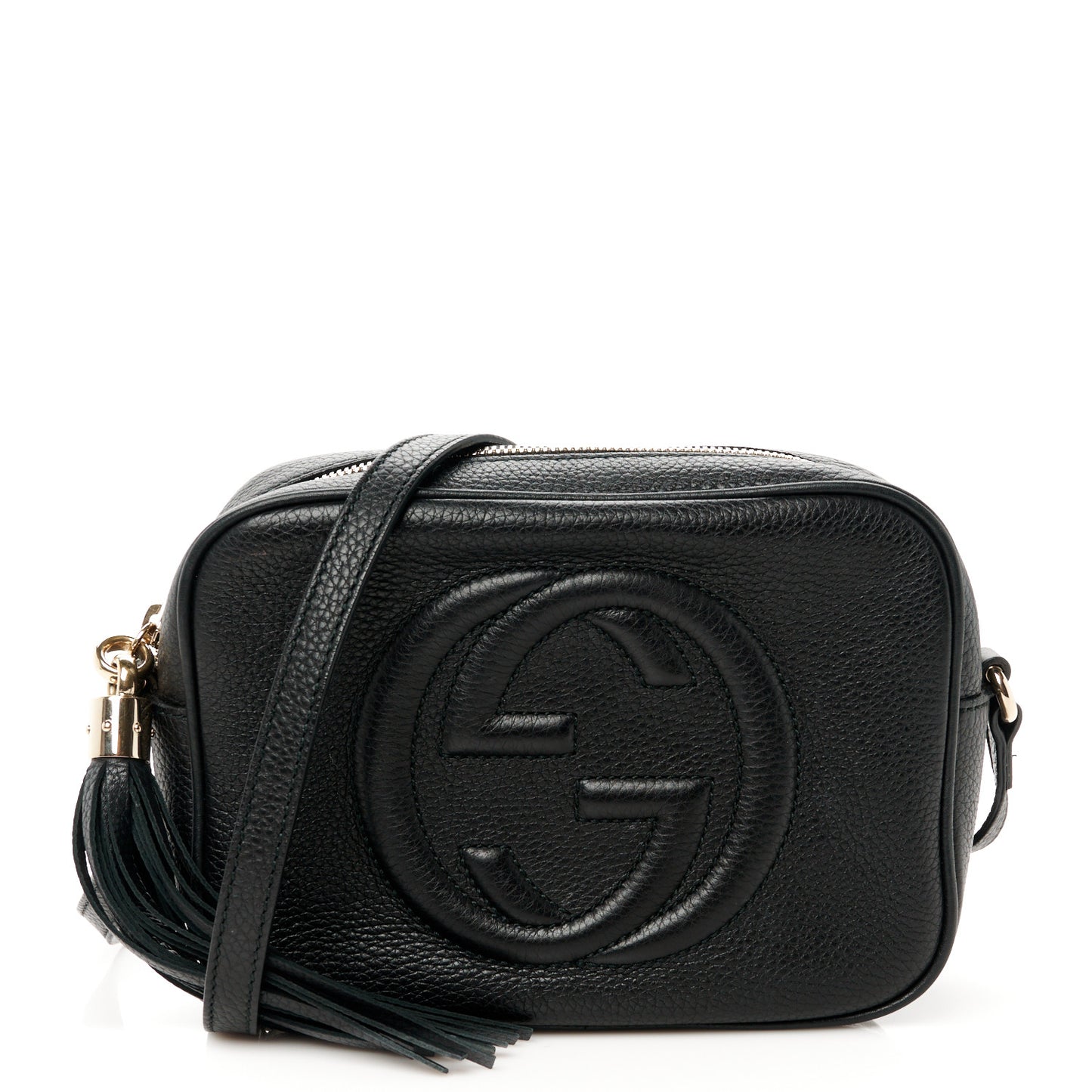 Pebbled Calfskin Small Soho Disco Bag Black