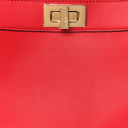 Fendi Vitello Seta Nappa Chinese Valentines Day Karligraphy Small Peekaboo I SEE U Satchel Rosso Cardinale Panna 7 of 9
