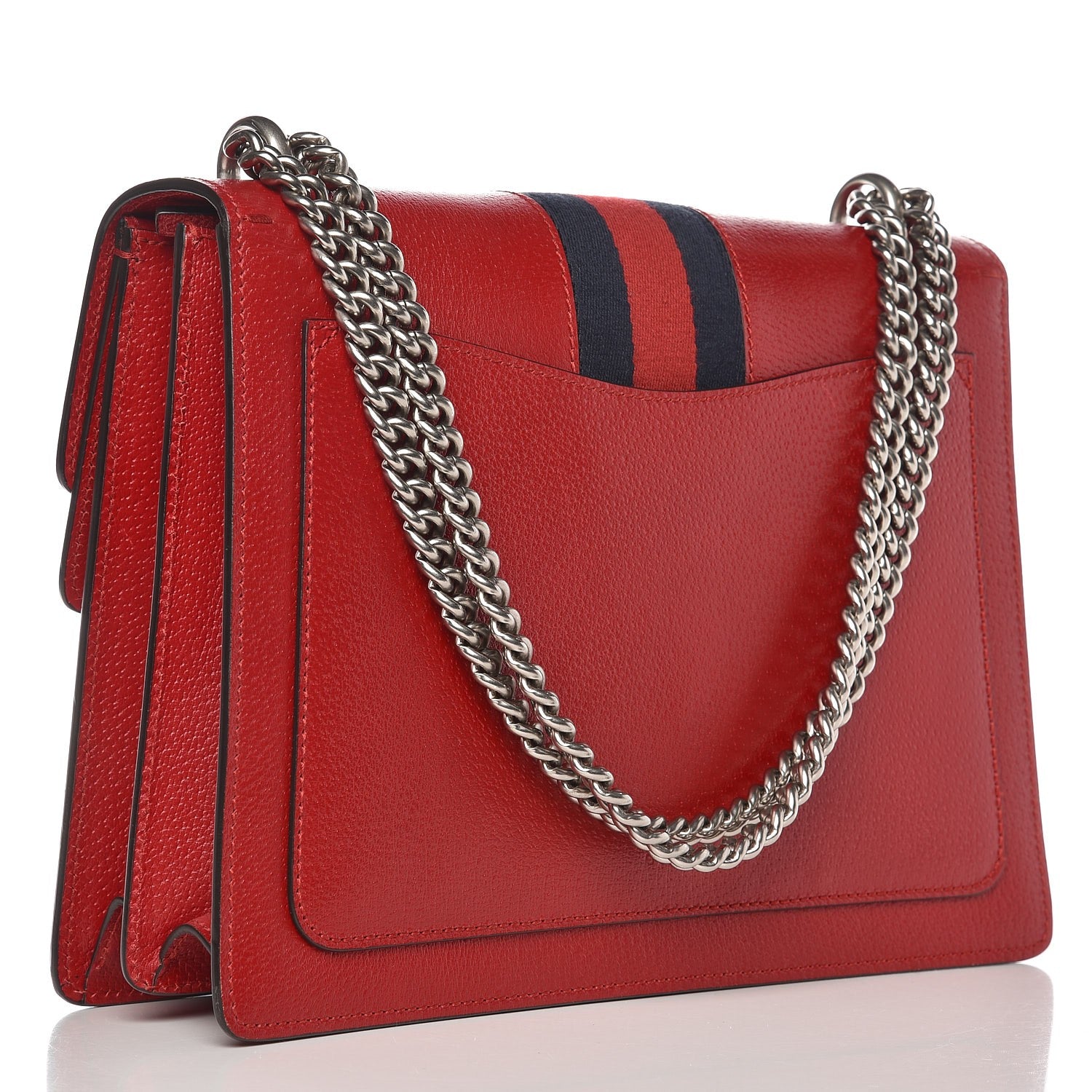 Gucci Textured Calfskin Web Medium Dionysus Shoulder Bag Hibiscus Red 4 of 11