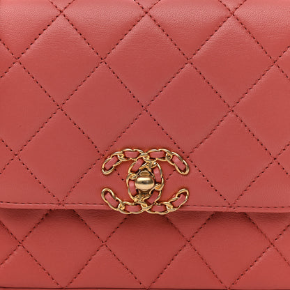 Chanel Lambskin Quilted Small Chain Infinity Top Handle Flap Dark Red 8 of 11