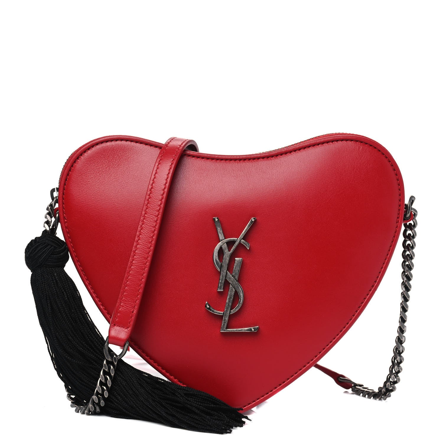 Saint Laurent Calfskin Heart Monogram Crossbody Red 1 of 4