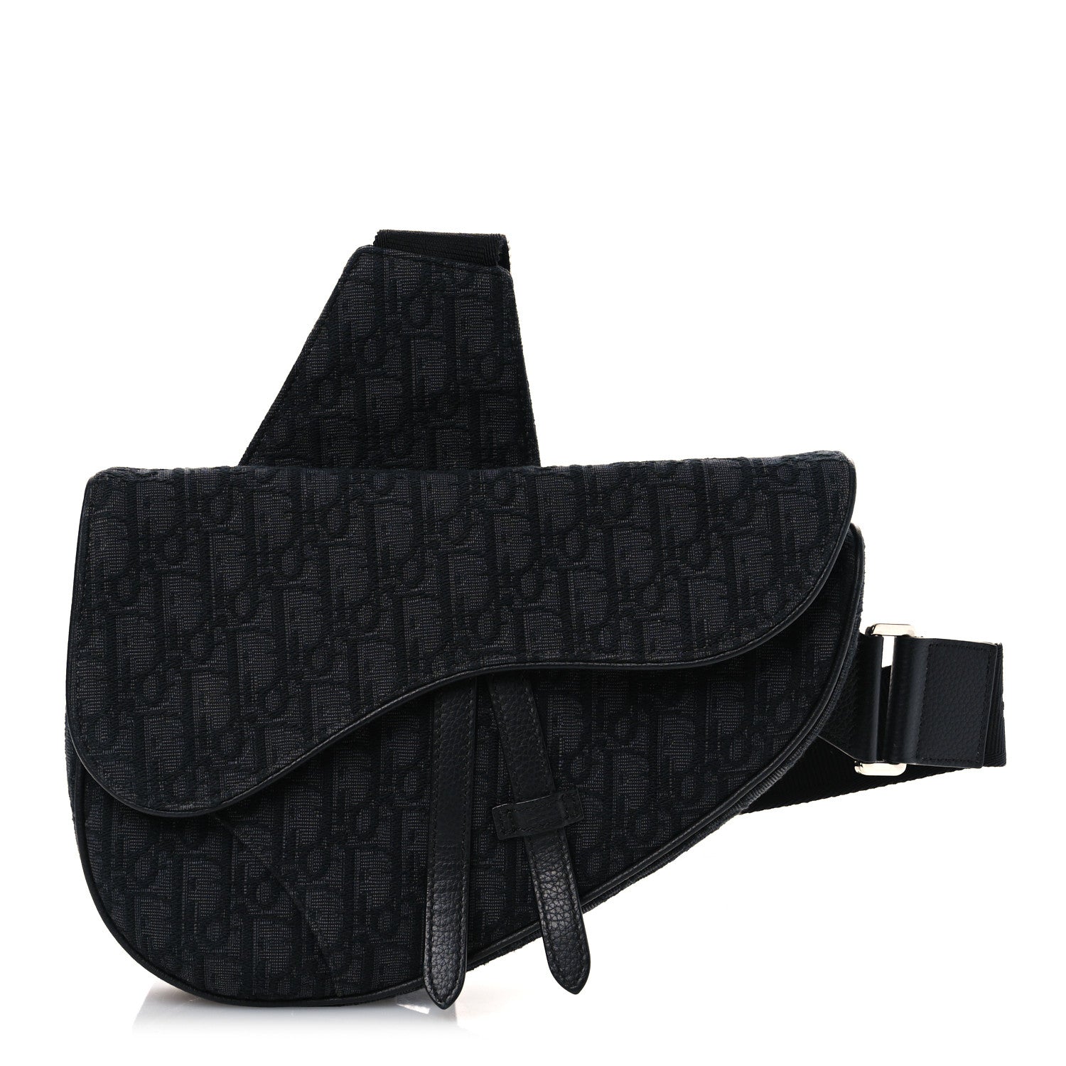 Christian Dior Oblique Mens Saddle Bag Black Blue 1 of 13