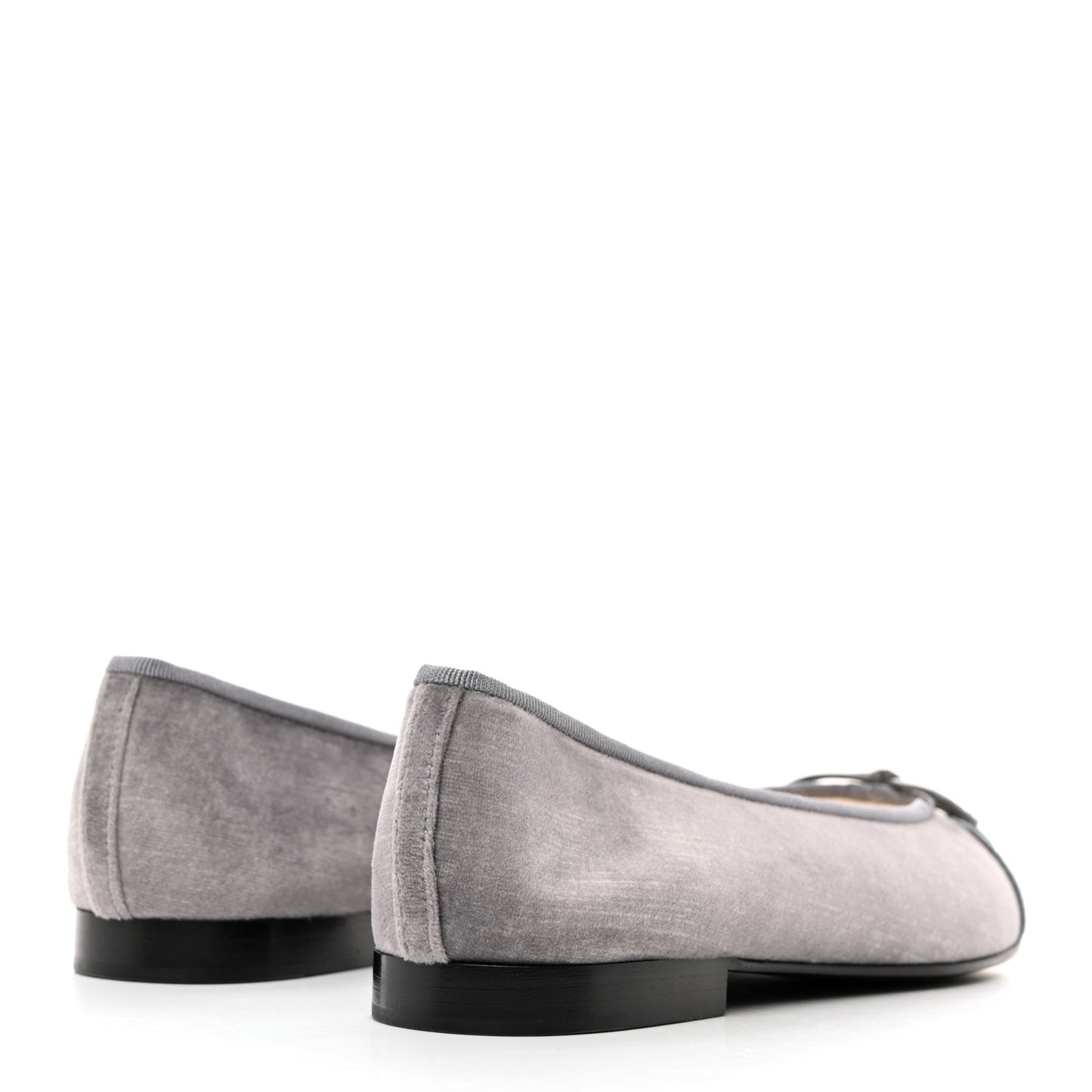 Velvet Cap Toe Ballerina Flats 37 Grey Green