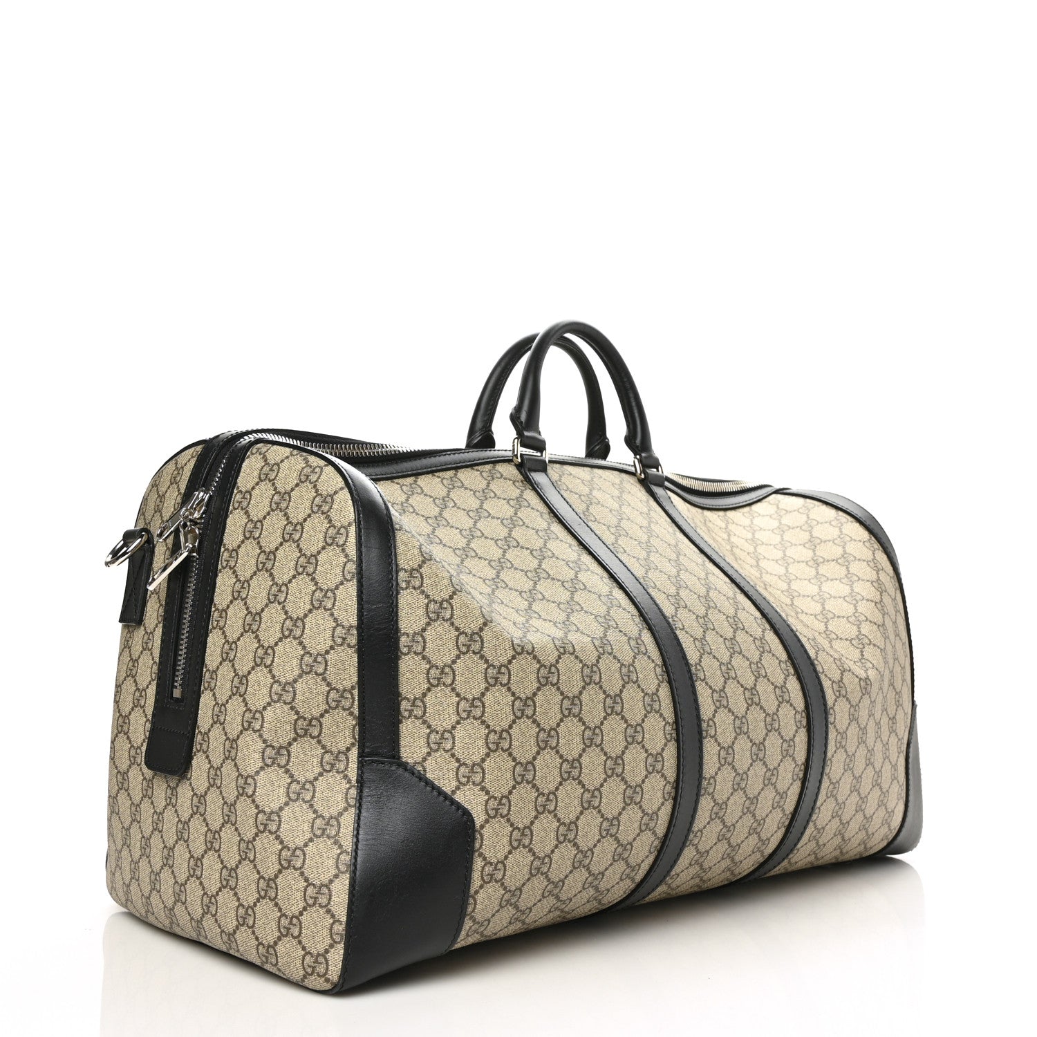 Gucci GG Supreme Monogram Selleria Calfskin Large Duffle Beige Ebony Black 2 of 6