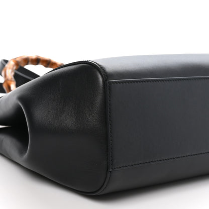 Gucci Nappa Bamboo Medium Nymphaea Top Handle Bag Black 9 of 10