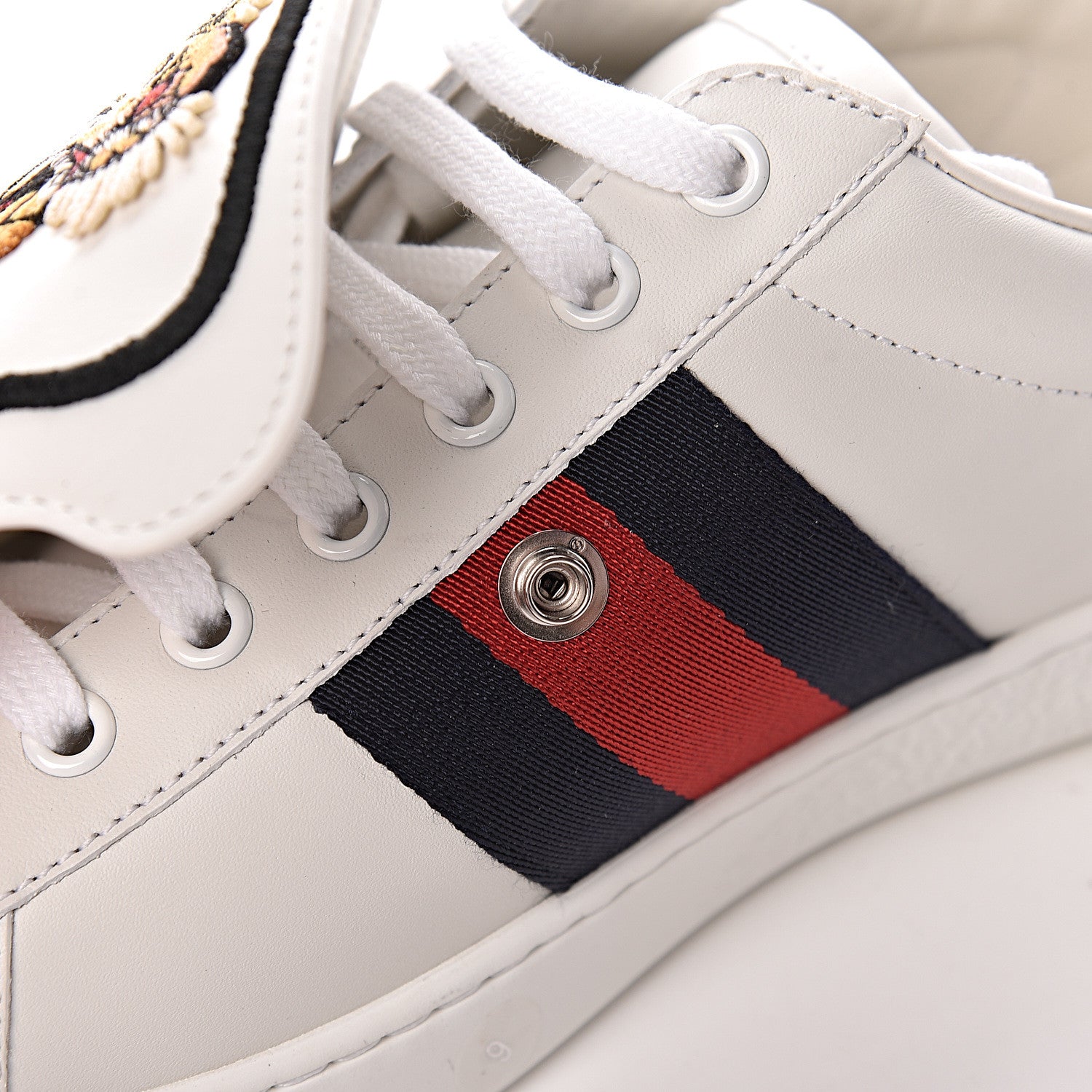 Gucci Calfskin Ayers Web Tiger Embroidered Mens Ace Sneakers 9 White 10 of 13