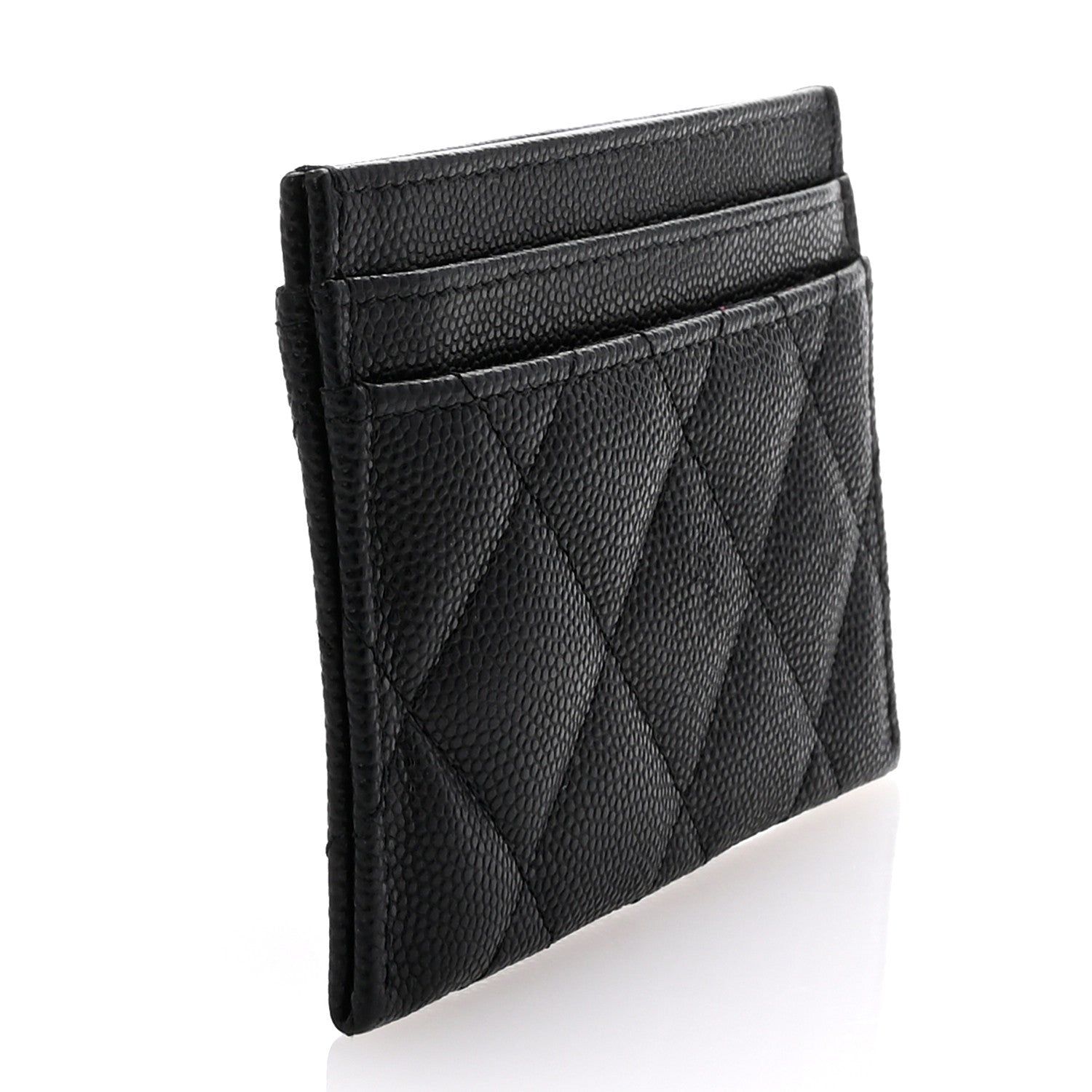 Chanel Caviar Quilted Hammered CC Card Holder Black 3 of 9