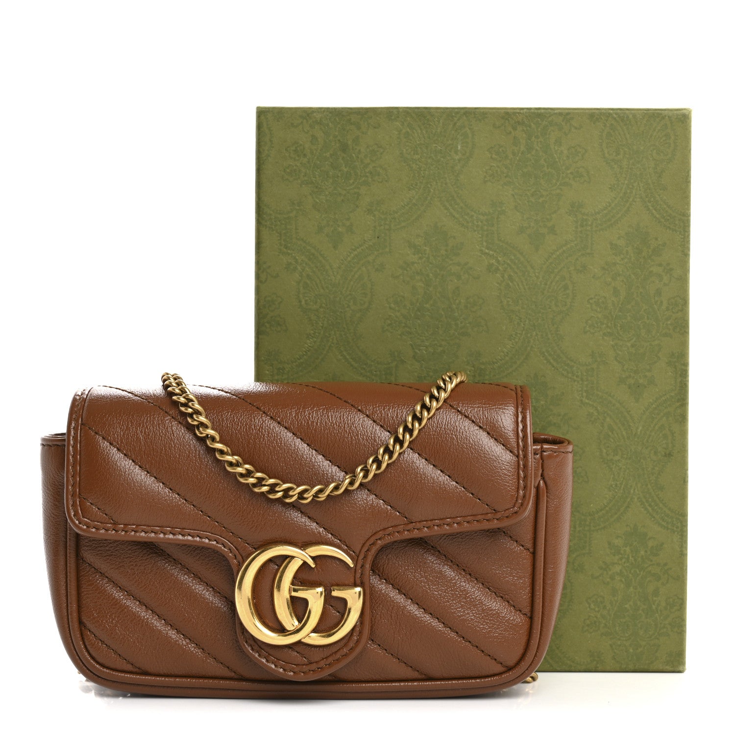 Gucci Azalea Calfskin Matelasse Diagonal Super Mini GG Marmont Shoulder Bag Cuir 13 of 13