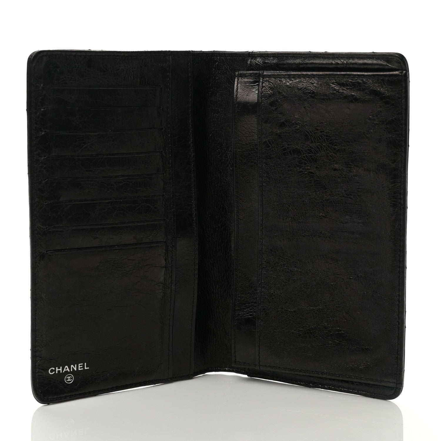 Chanel Patent Crumpled Calfskin Quilted Yen Reissue Wallet Black 5 of 9