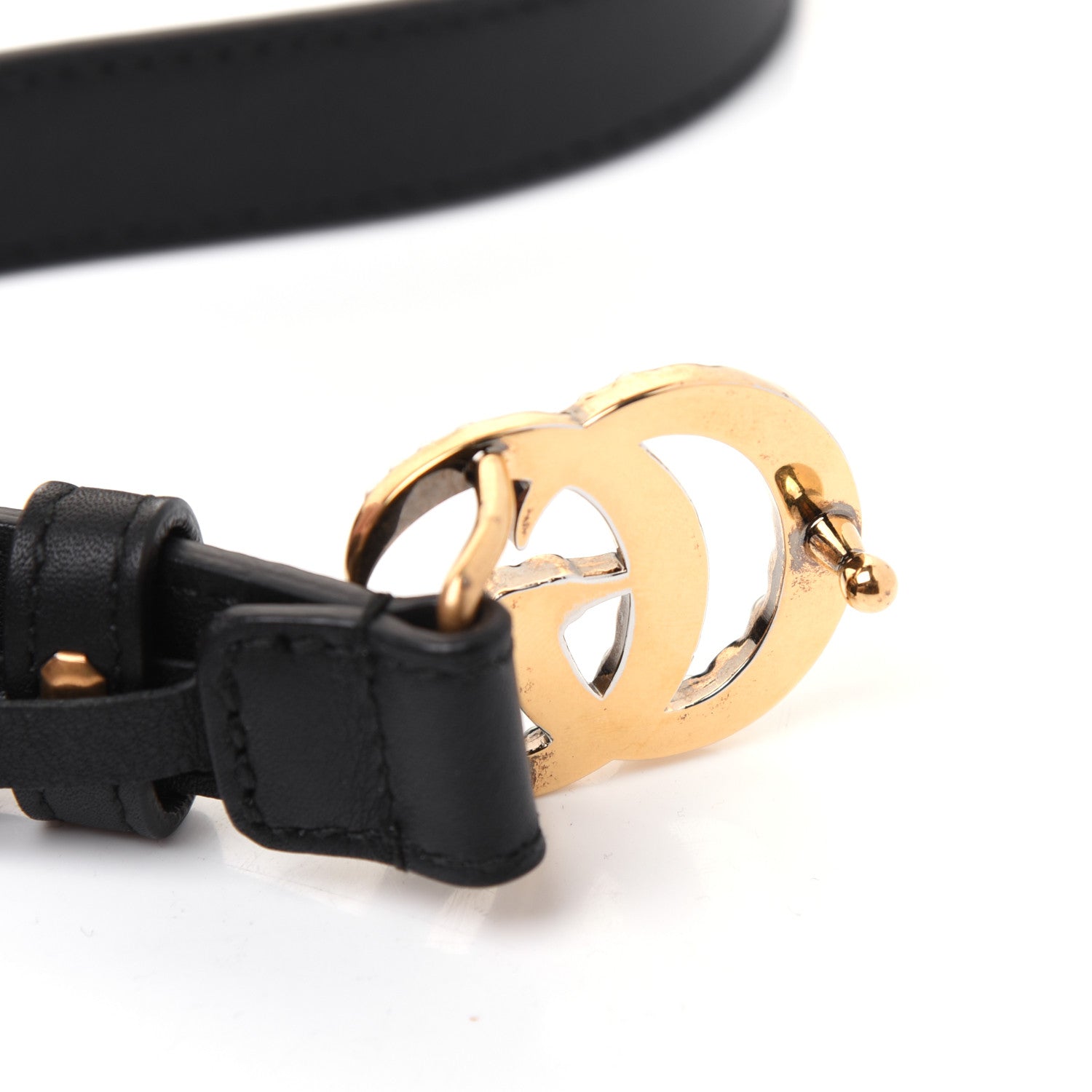 Gucci Calfskin Pearl Double G 20mm Belt 100 40 Black Cream 7 of 7