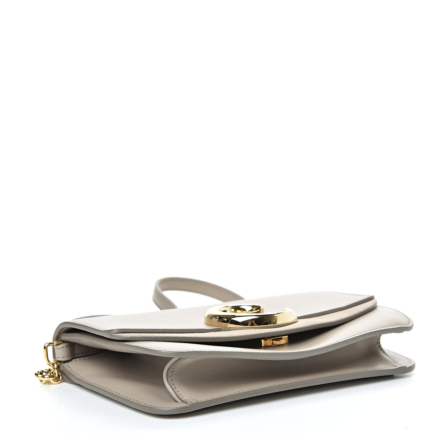 Calfskin Suede C Clutch With Chain Motty Grey