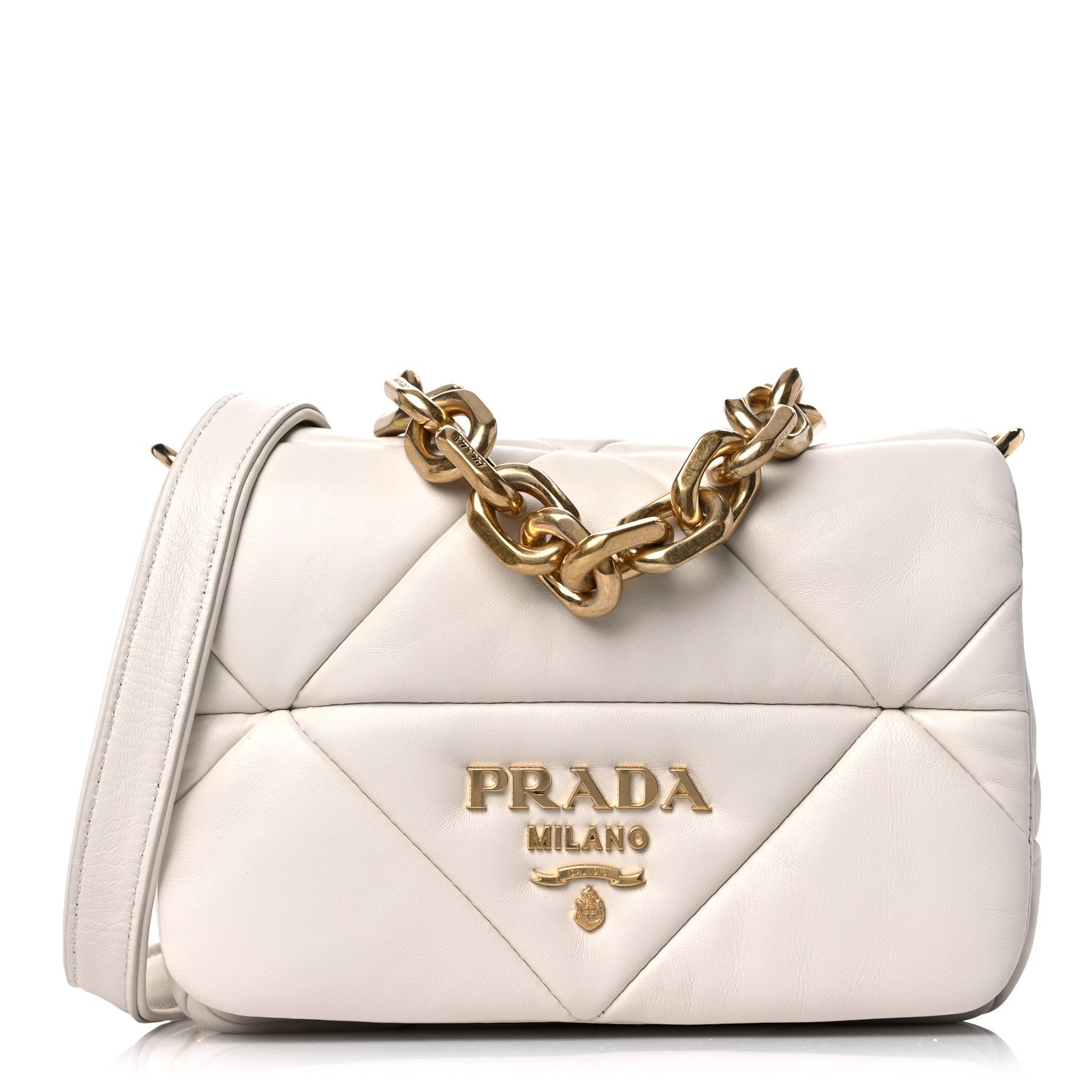 Prada Nappa Metal Quilted Small Patchwork System Flap Bag White 1 of 8
