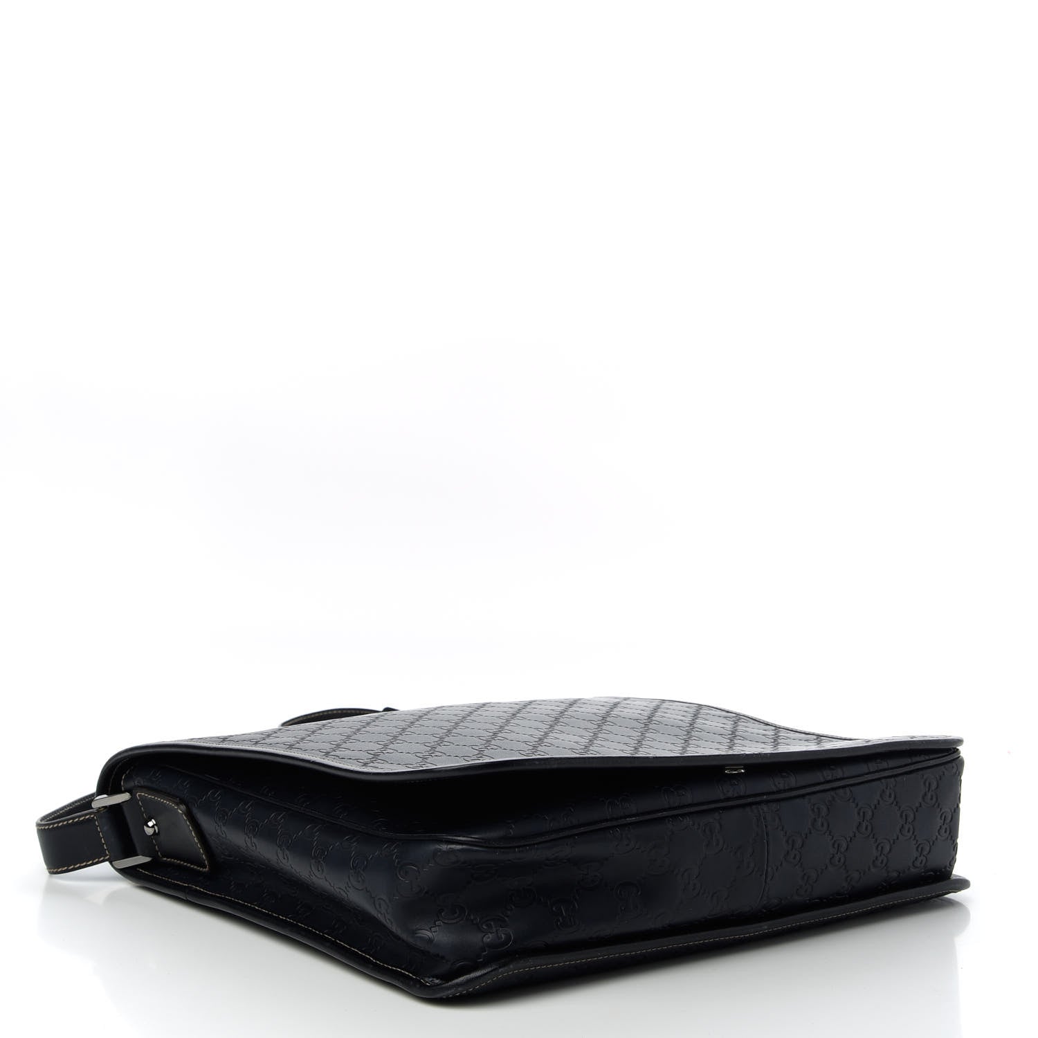 Gucci Guccissima Large Flap Messenger Bag Navy 4 of 10