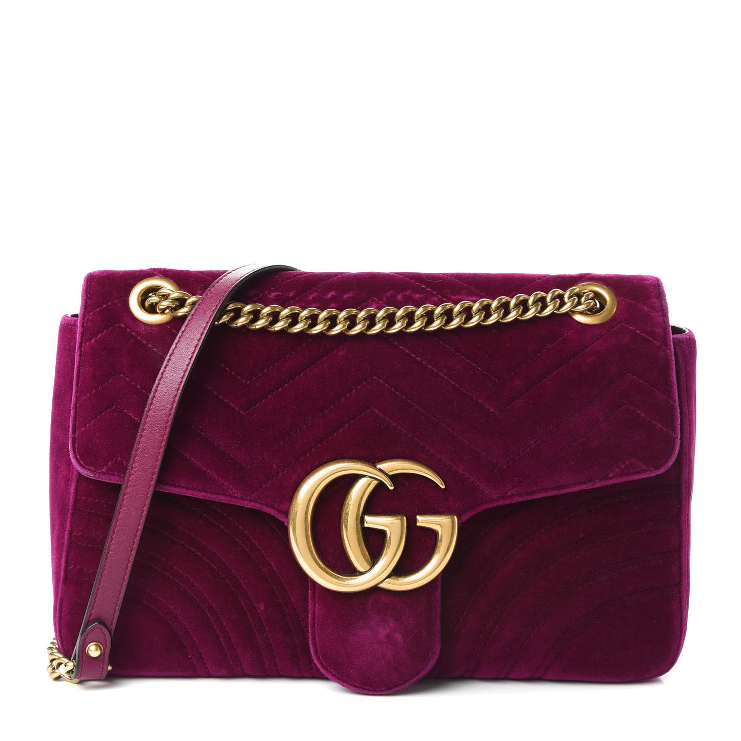 Velvet Matelasse Medium GG Marmont Shoulder Bag Rubin