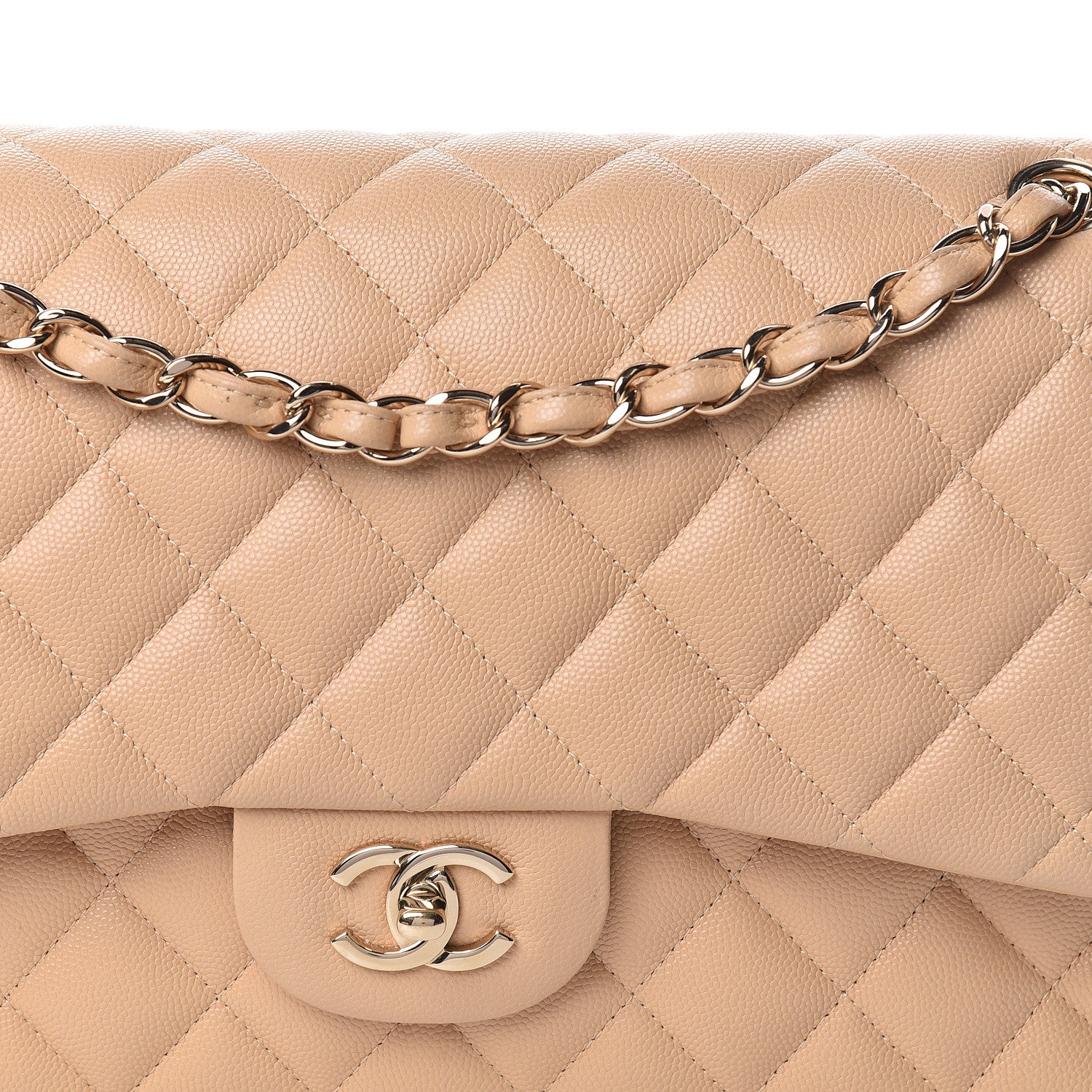Chanel Caviar Quilted Jumbo Double Flap Light Beige 19 of 19