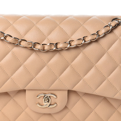 Chanel Caviar Quilted Jumbo Double Flap Light Beige 19 of 19