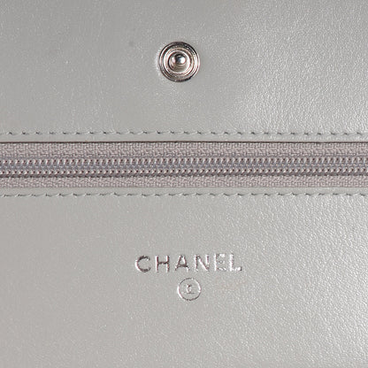 Chanel Patent Quilted Brilliant Wallet On Chain WOC Silver 6 of 9