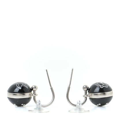 Chanel Resin Crystal CC Camellia Earrings Black 3 of 4