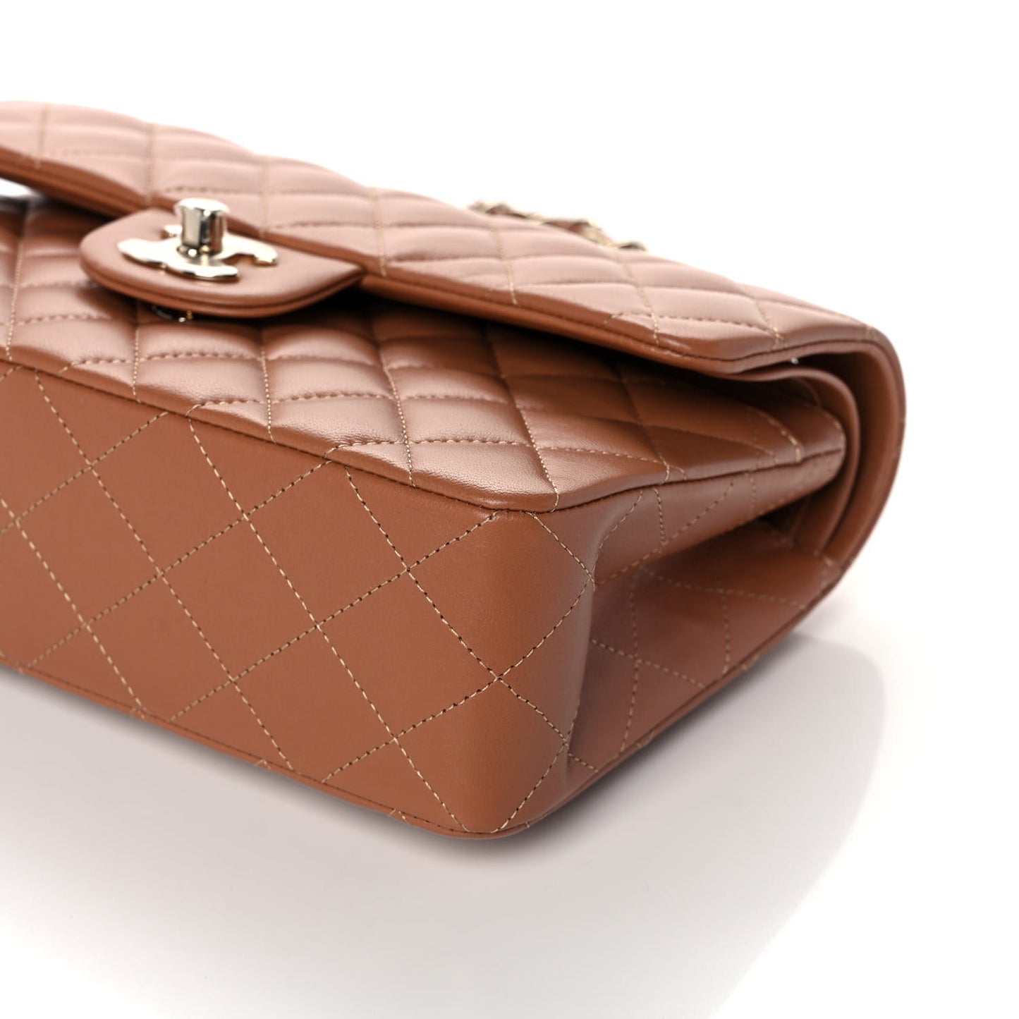 Lambskin Quilted Small Double Flap Brown