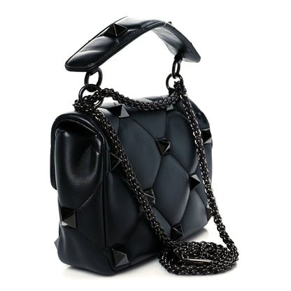 Valentino Garavani Nappa Monochrome Medium Roman Stud Shoulder Bag Black 3 of 10