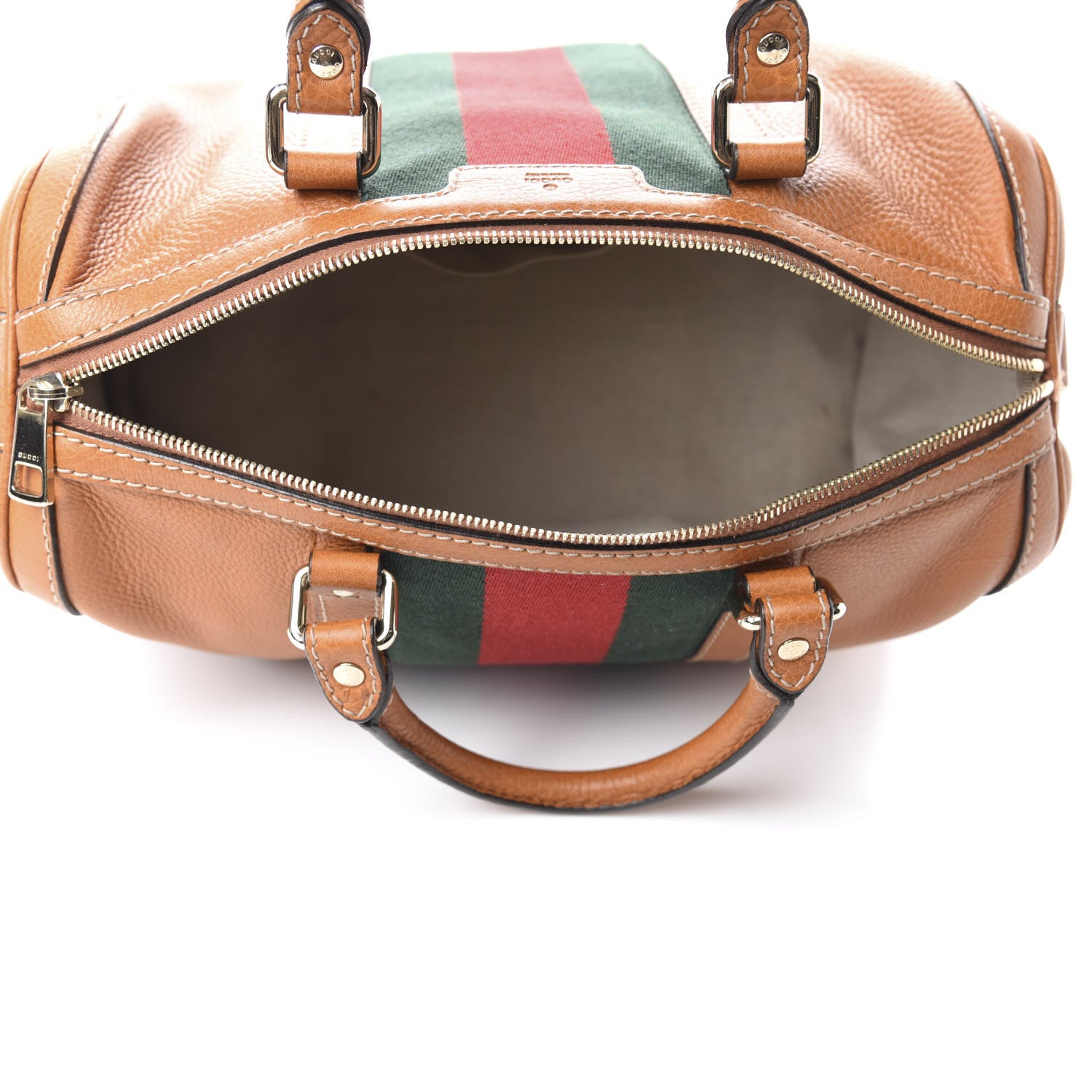 Gucci Calfskin Vintage Web Medium Boston Tobacco 5 of 10