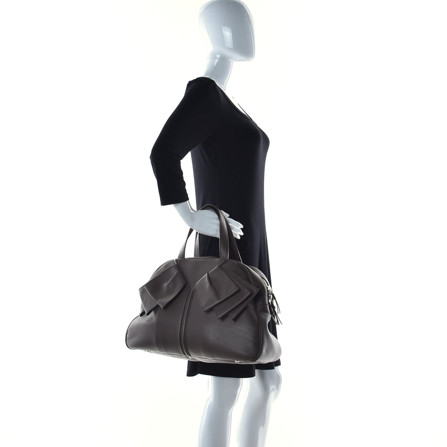 Saint Laurent Calfskin Large Y Bow Tote Taupe 2 of 12