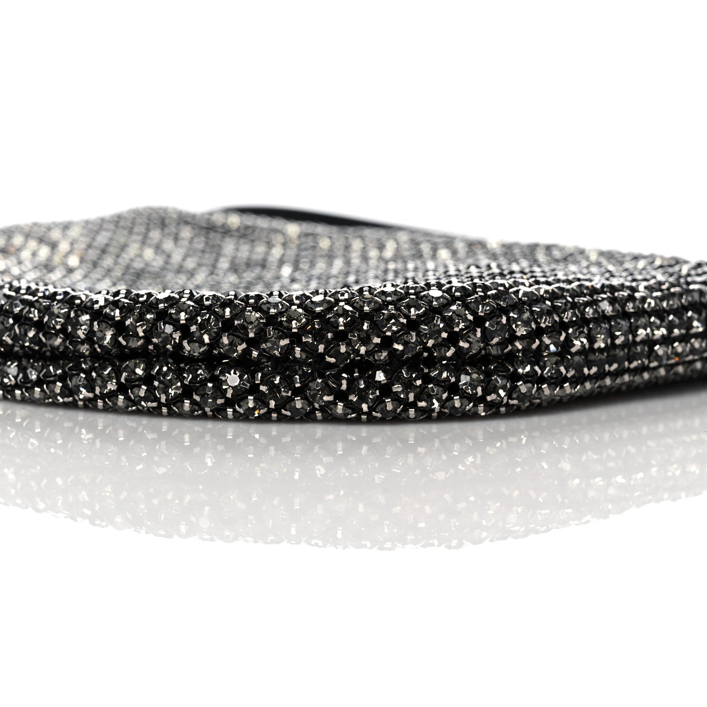 Mesh Crystal Wanglock Fortune Cookie Bag Black