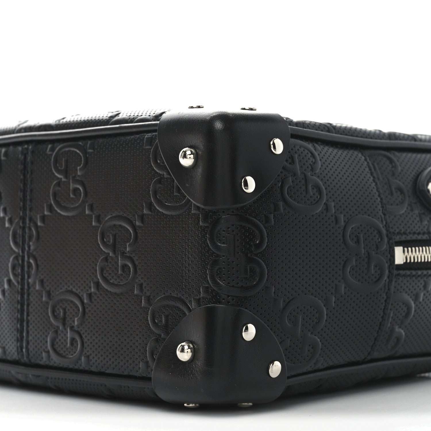 Gucci Calfskin GG Tennis Embossed Square Messenger Bag Black 10 of 10