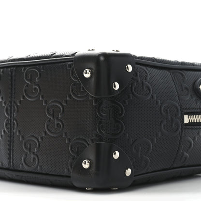 Gucci Calfskin GG Tennis Embossed Square Messenger Bag Black 10 of 10