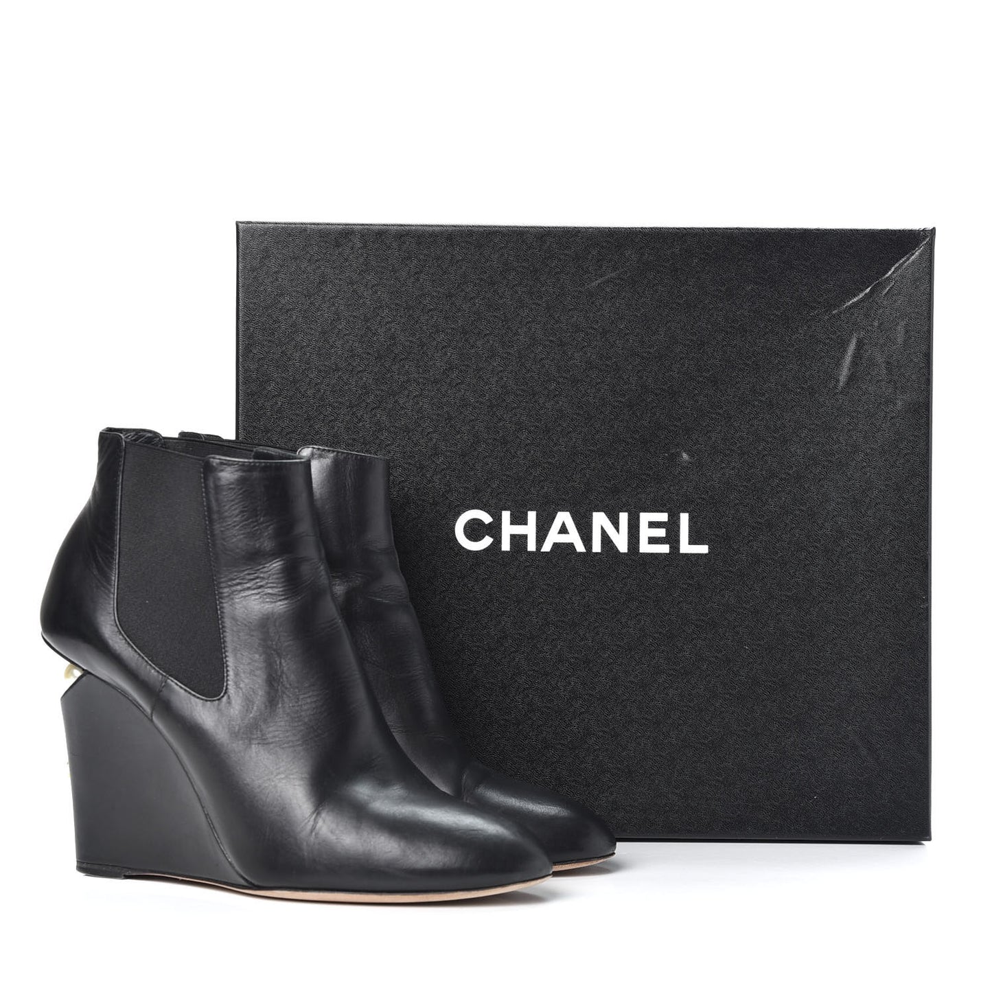 Lambskin Pearl CC Ankle Boots 40 Black
