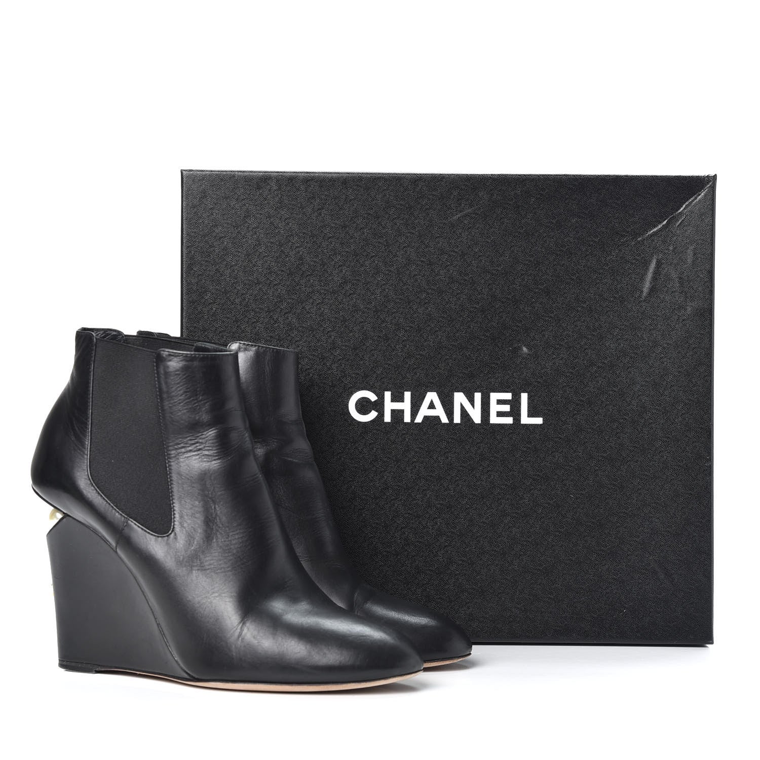 Chanel Lambskin Pearl CC Ankle Boots 40 Black 11 of 11