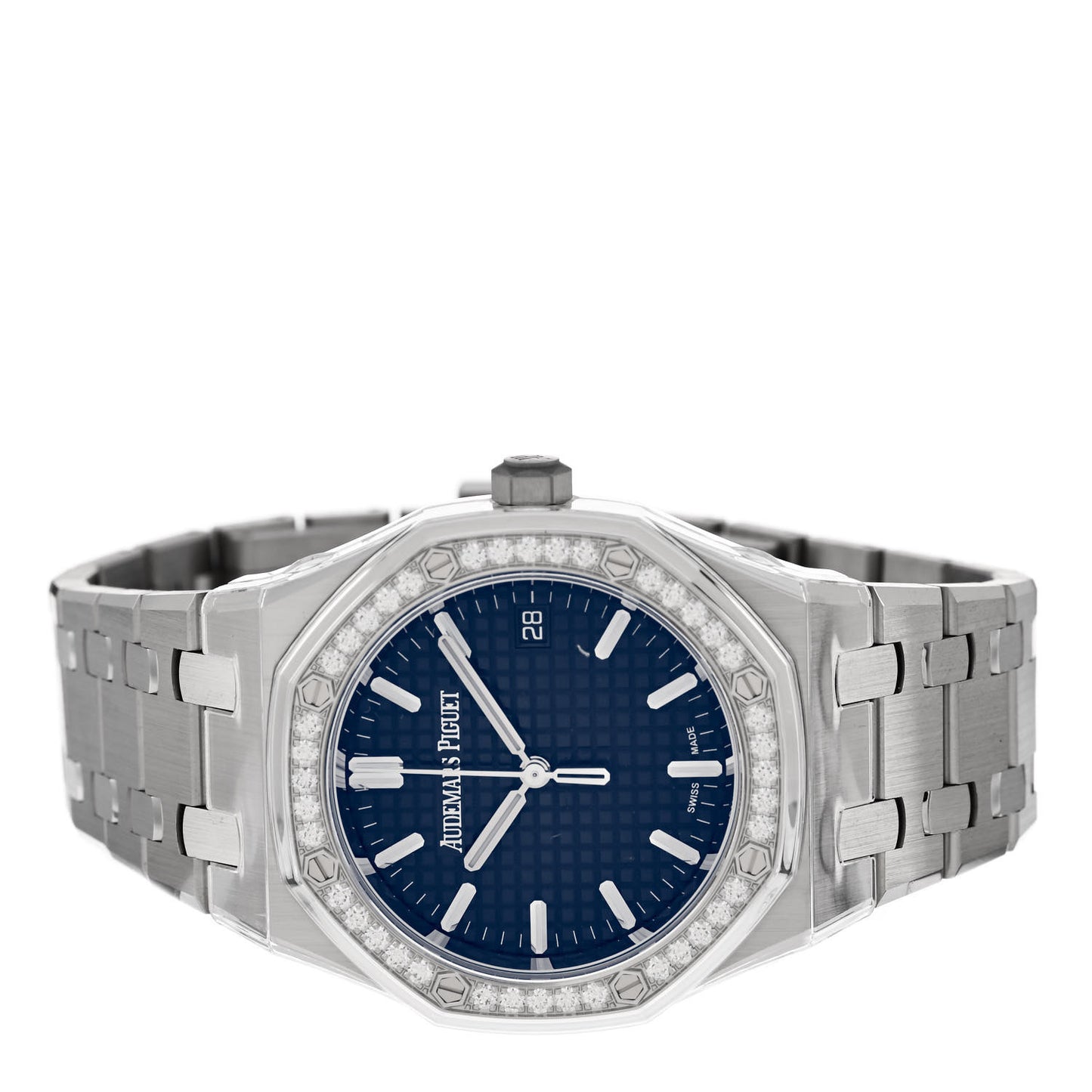 AUDEMARS PIGUET Stainless Steel Diamond 34mm Royal Oak Automatic Watch Blue 77451ST.ZZ.1361ST.04