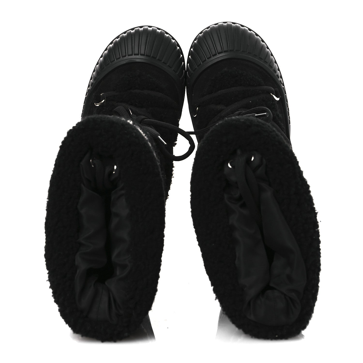 Louis Vuitton Suede Shearling Polar Flat High Boots 40 Black 2 of 11