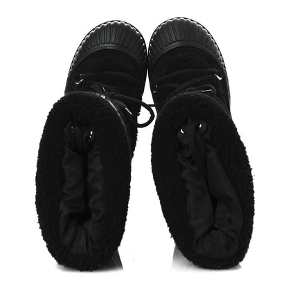 Louis Vuitton Suede Shearling Polar Flat High Boots 40 Black 2 of 11