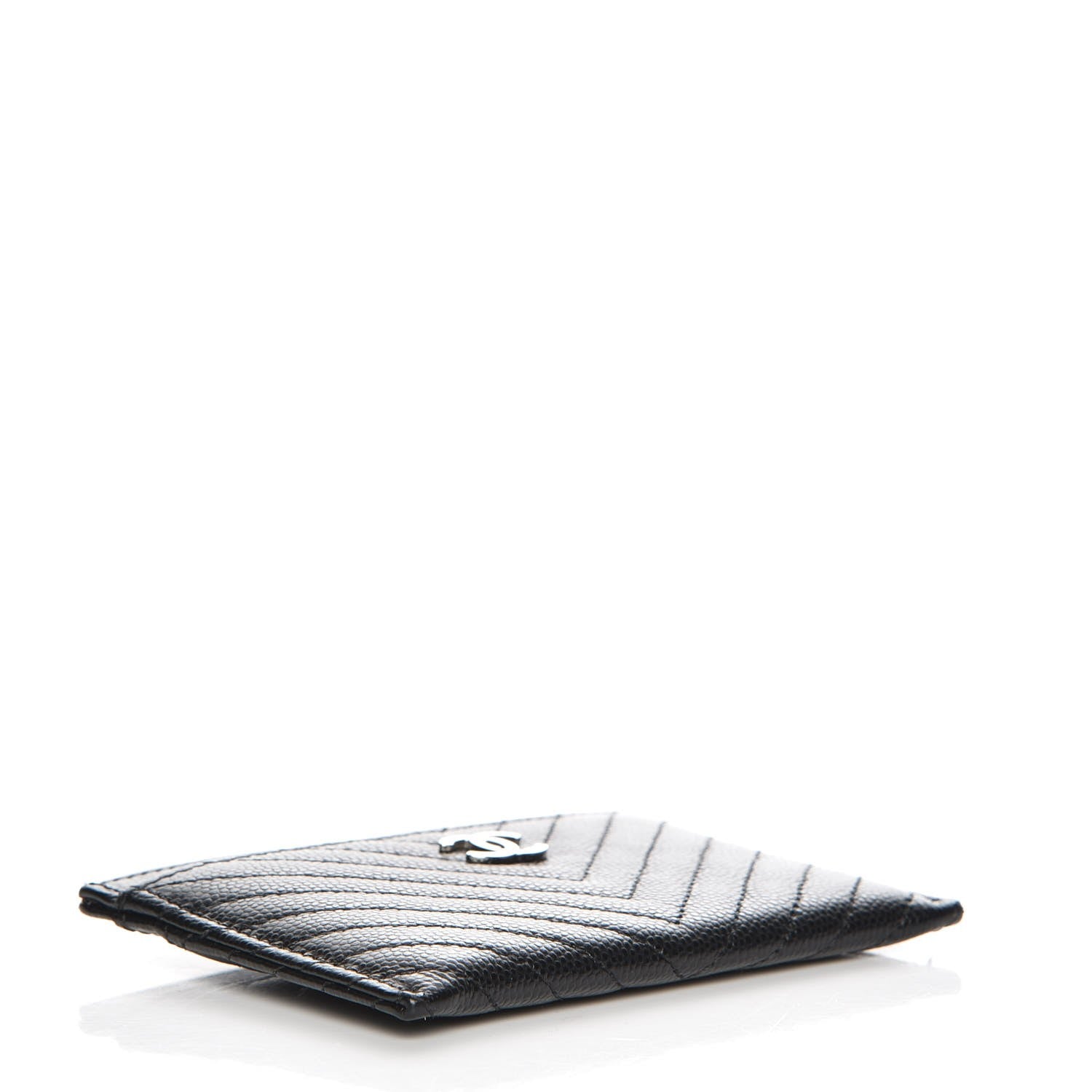 Chanel Caviar Chevron Quilted Card Holder Black 4 of 9
