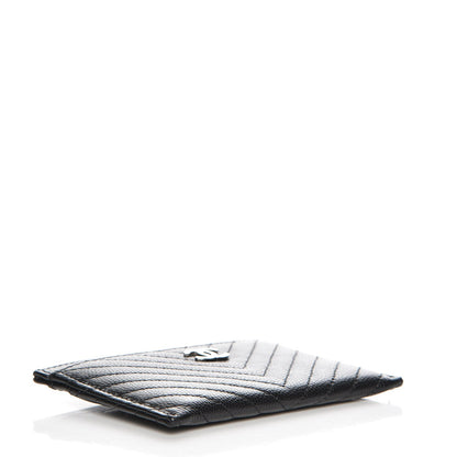 Chanel Caviar Chevron Quilted Card Holder Black 4 of 9