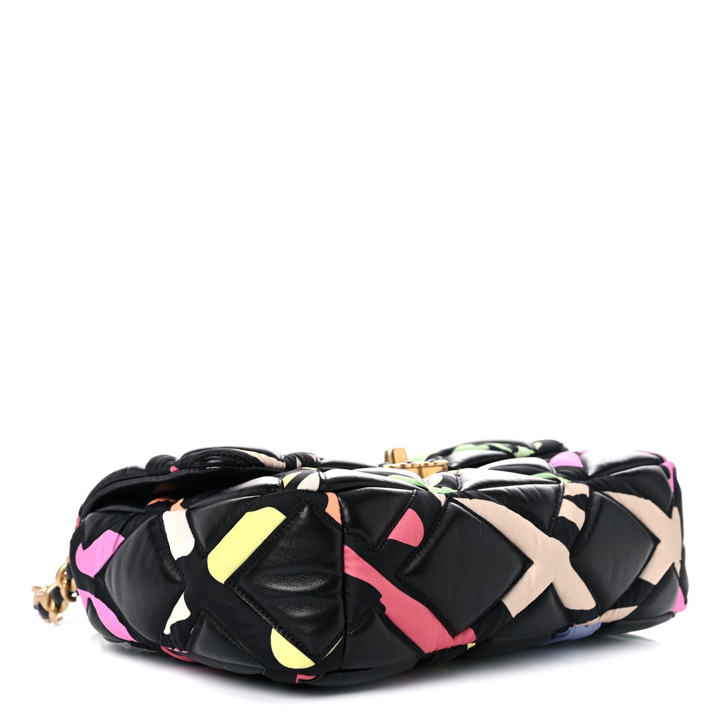 Lambskin Printed Fabric Medium Chanel 19 Flap Black Multicolor