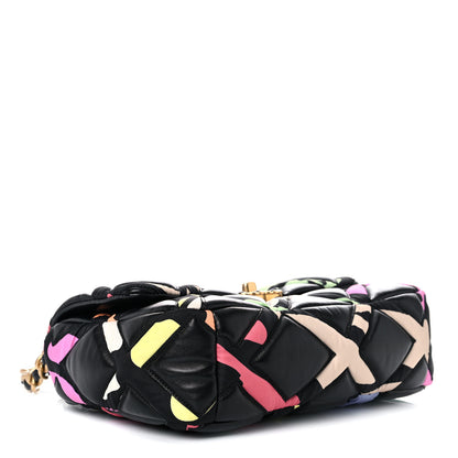 Chanel Lambskin Printed Fabric Medium Chanel 19 Flap Black Multicolor 4 of 15