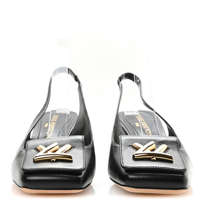 Louis Vuitton Lambskin Shake Slingback Pumps 39 Black 3 of 9